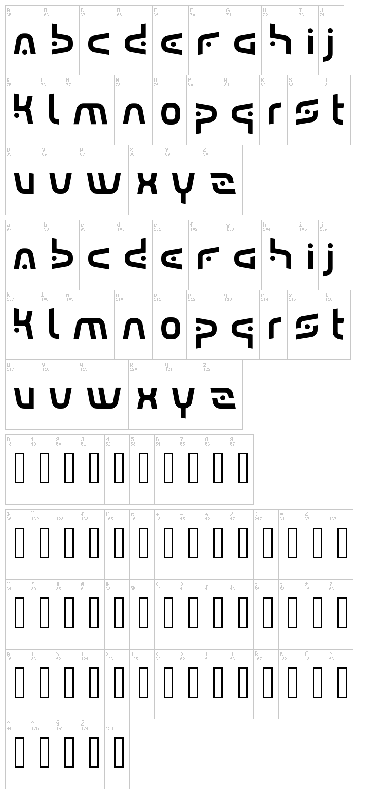 Airswing Headline font map