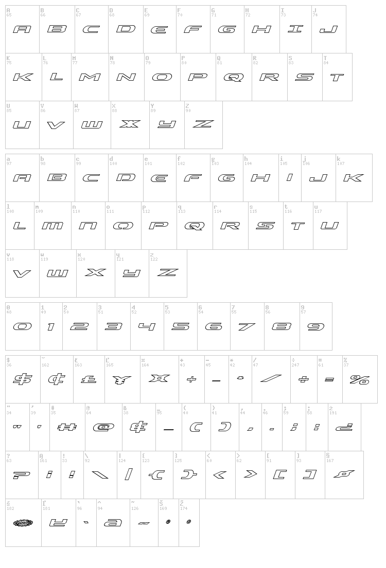 Alpha Men font map