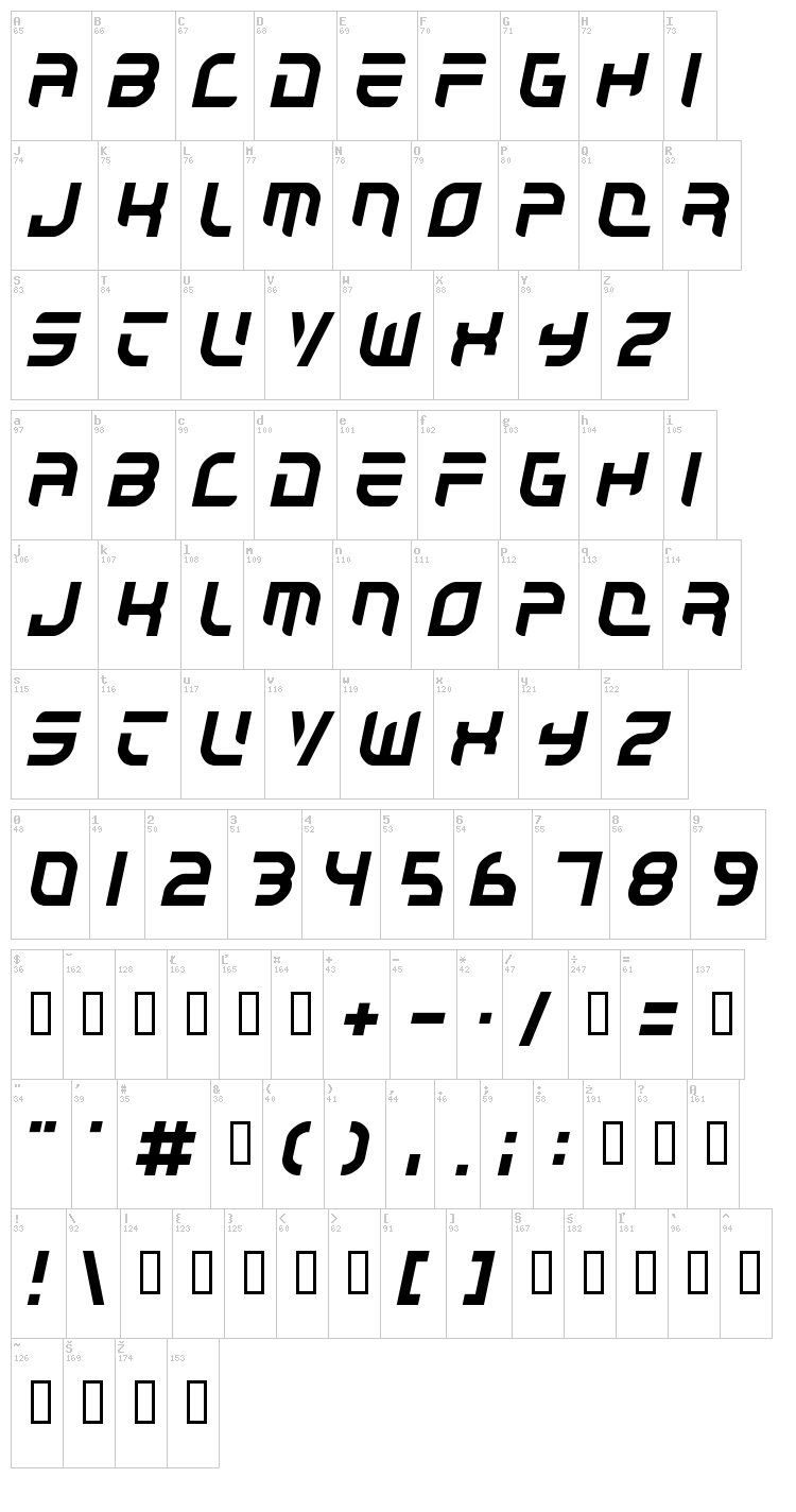 Autobahn font map