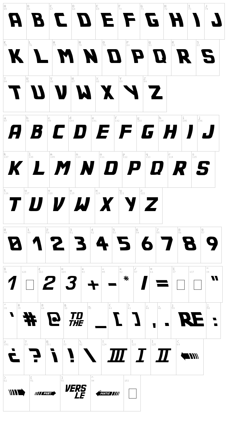 Back to the Future 2002 font map