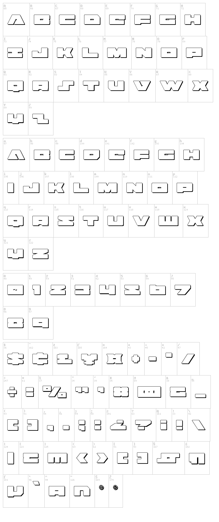 Badaxe font map