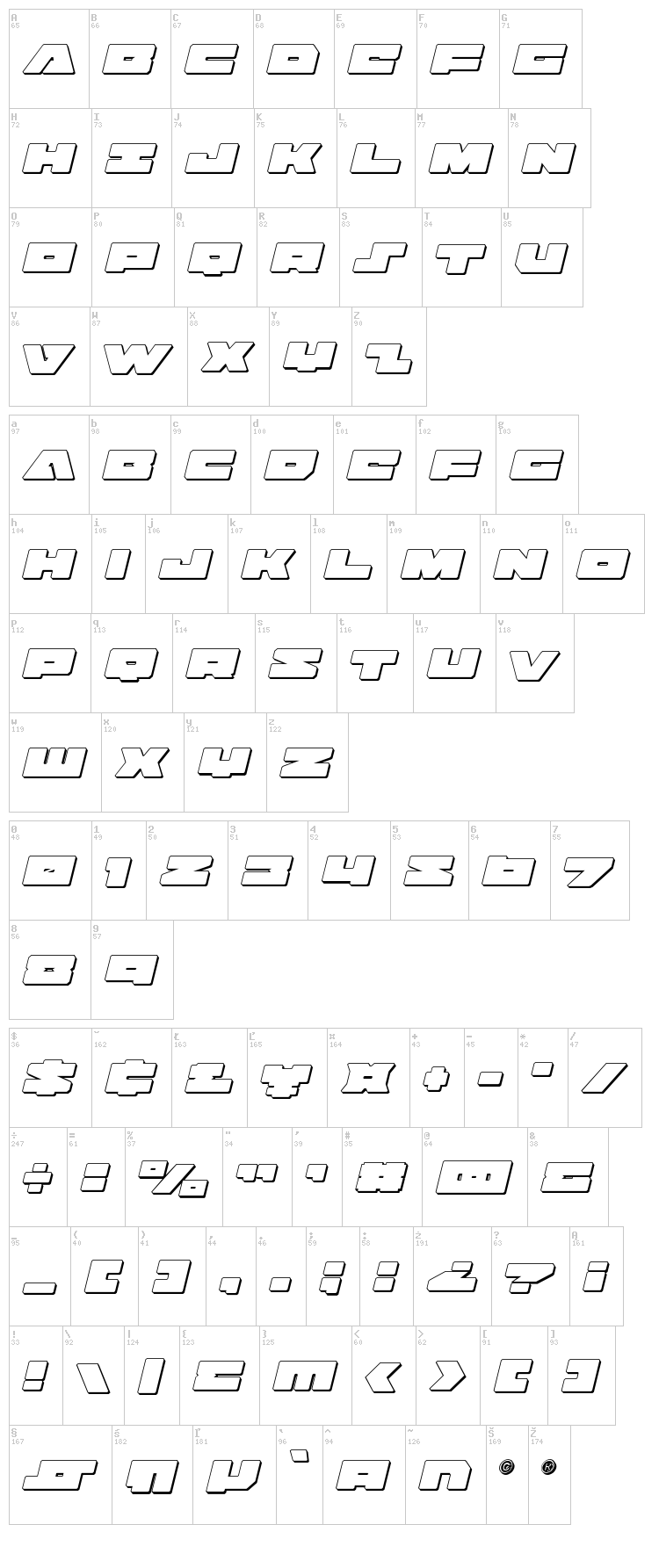 Badaxe font map