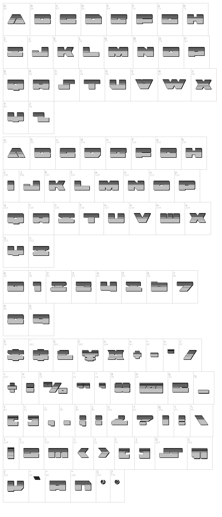 Badaxe font map
