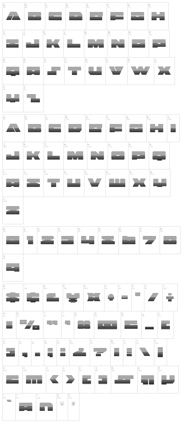 Badaxe font map