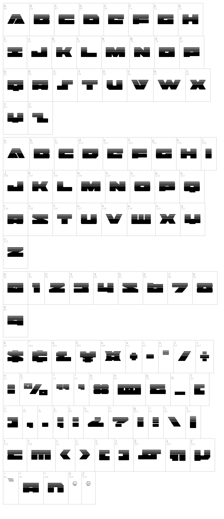 Badaxe font map
