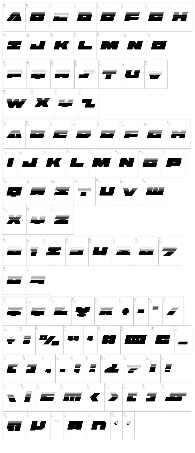 Badaxe font map