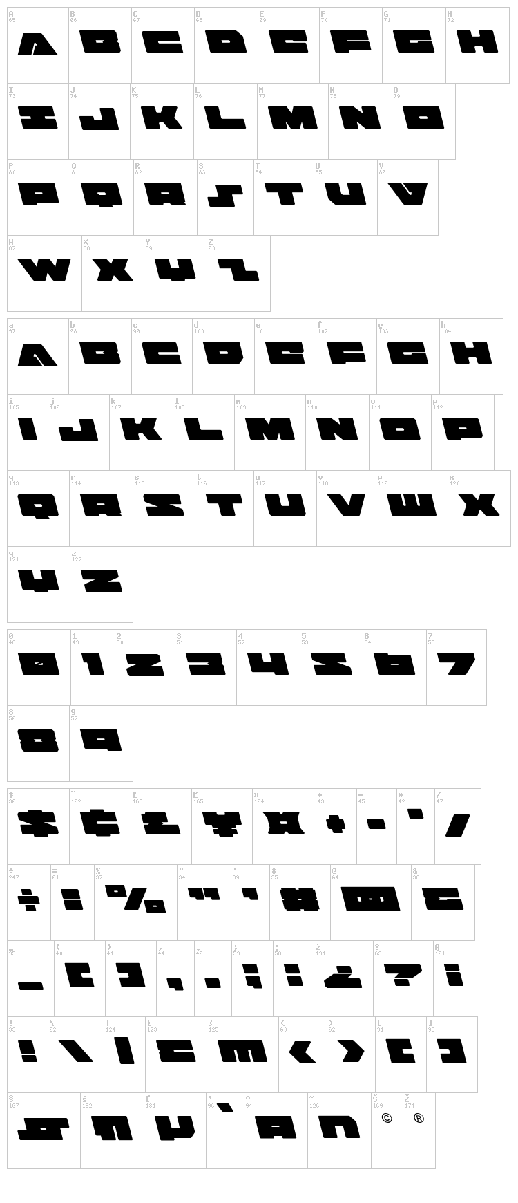 Badaxe font map