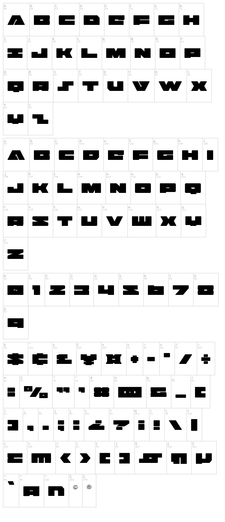 Badaxe font map