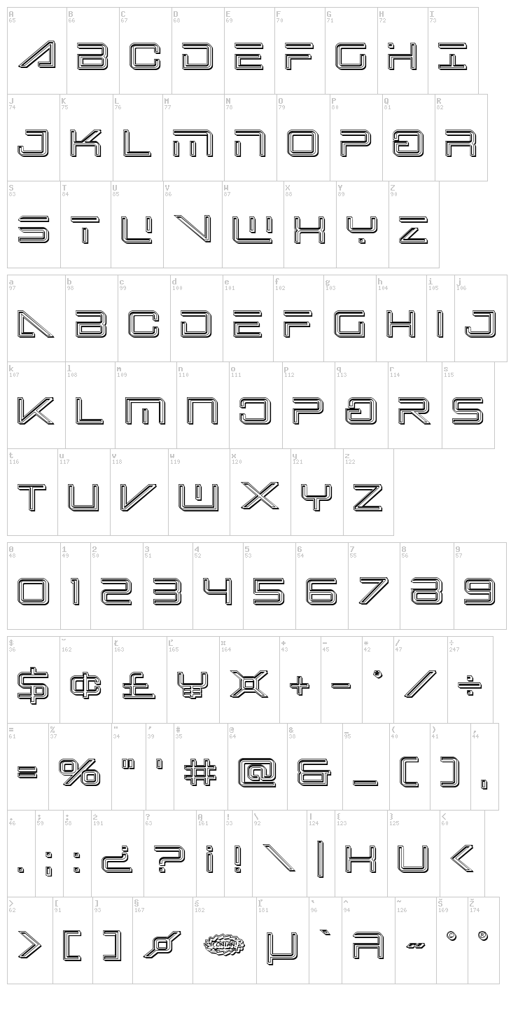 Banshee Pilot font map