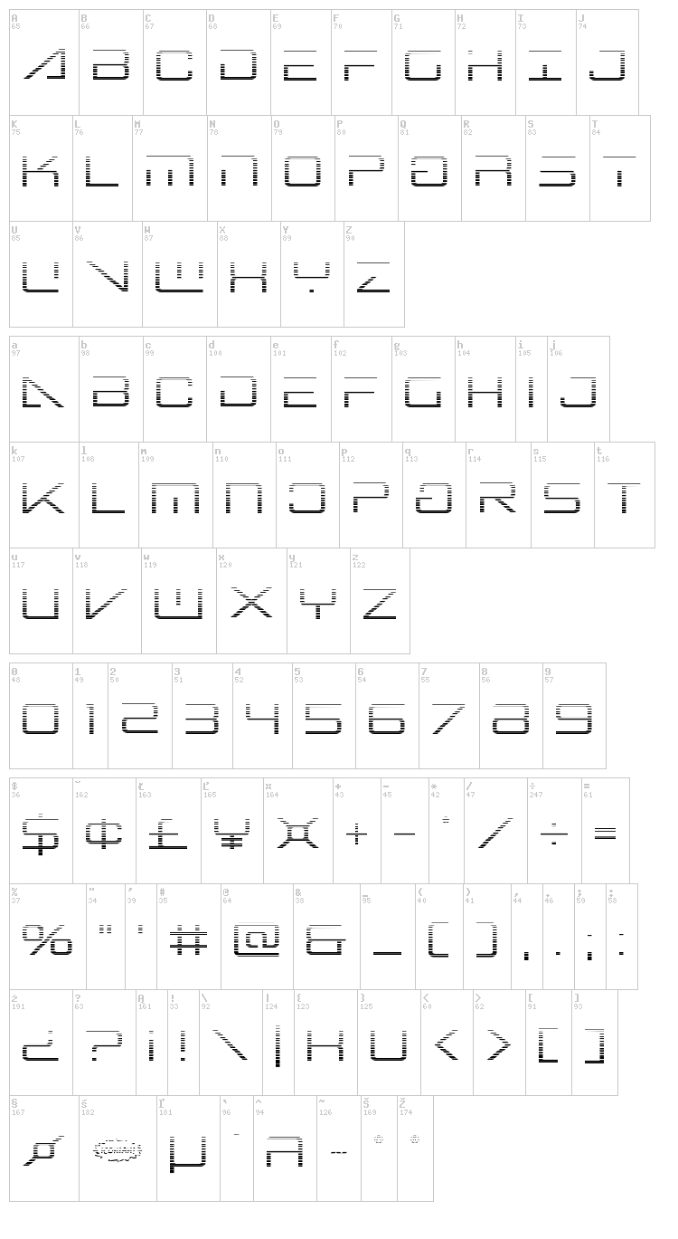 Banshee Pilot font map