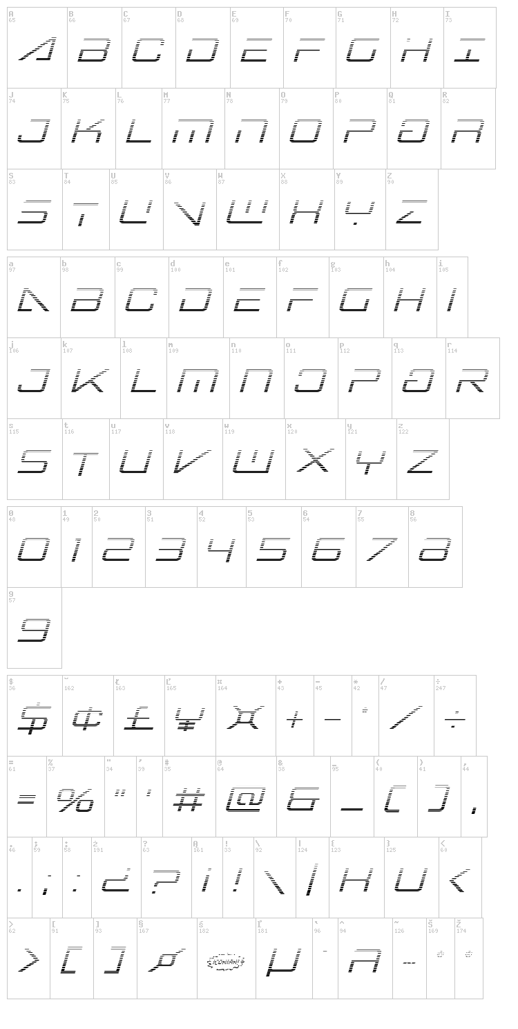 Banshee Pilot font map
