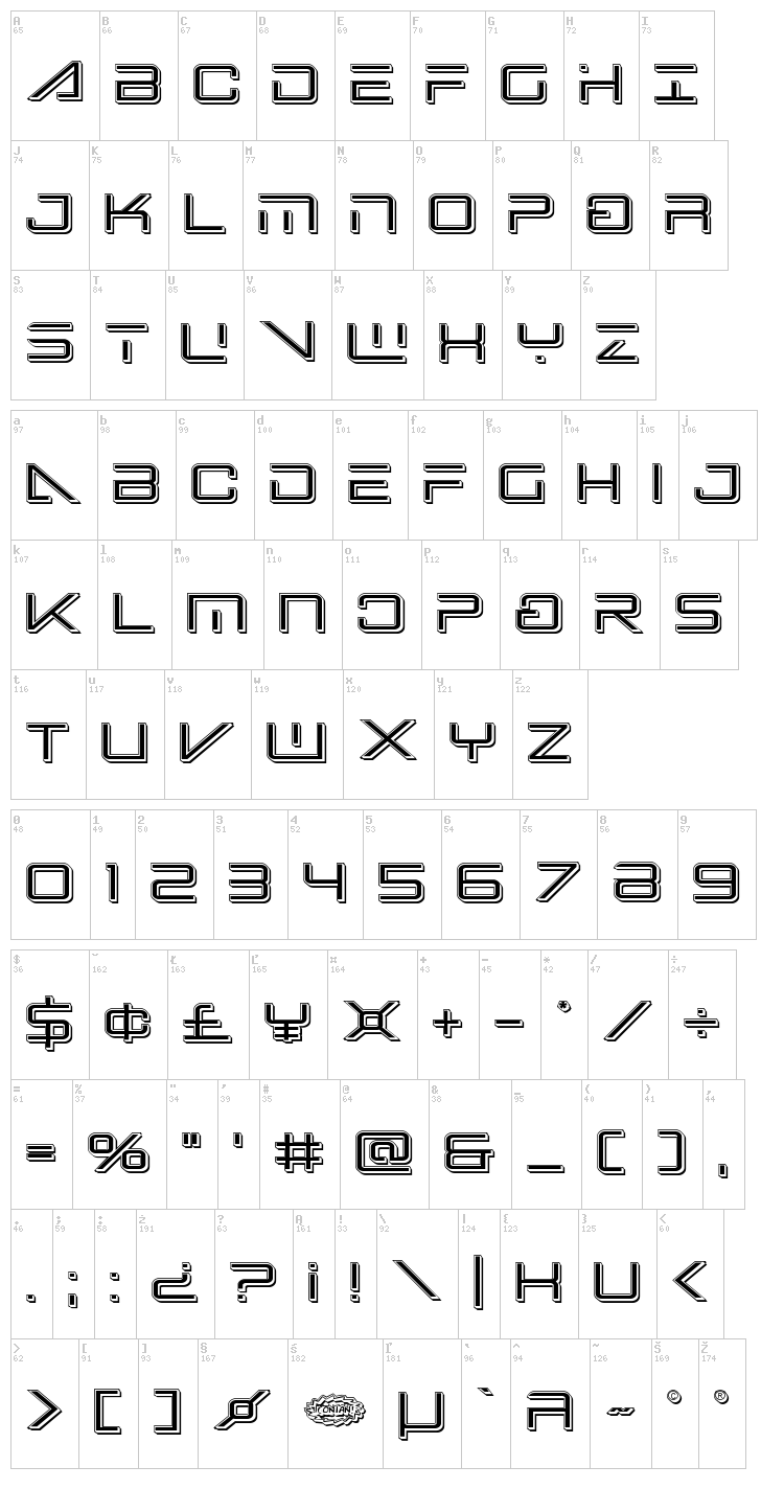 Banshee Pilot font map