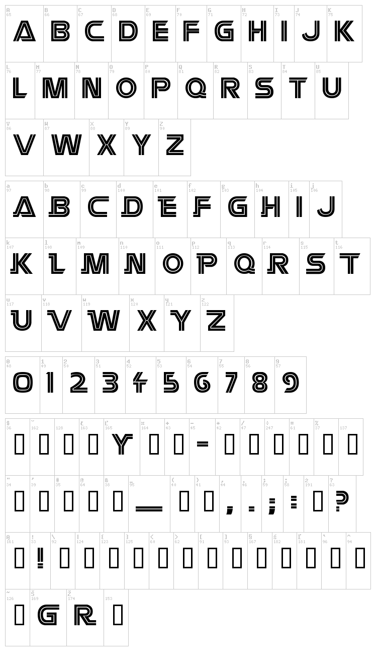 Battlestar font map