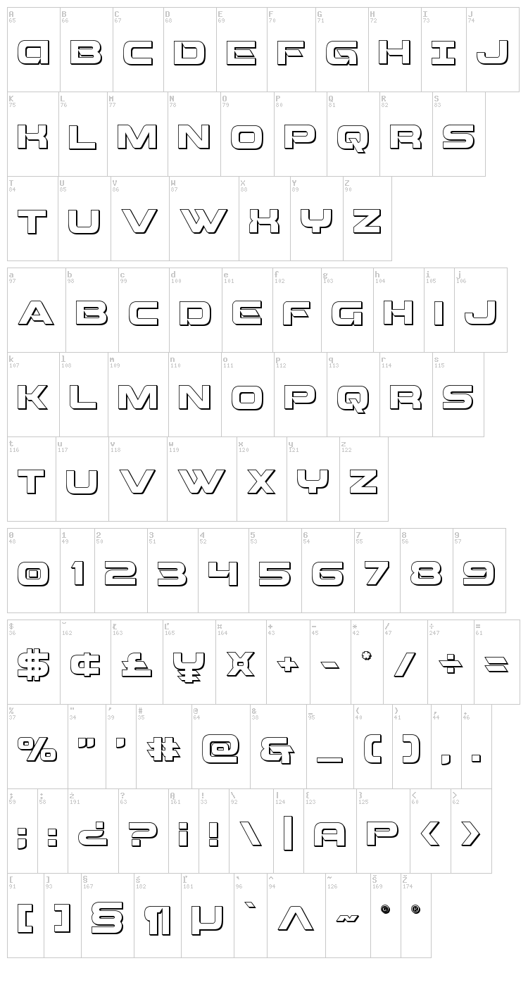 Beam Weapon font map