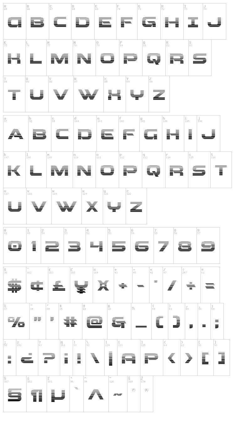 Beam Weapon font map