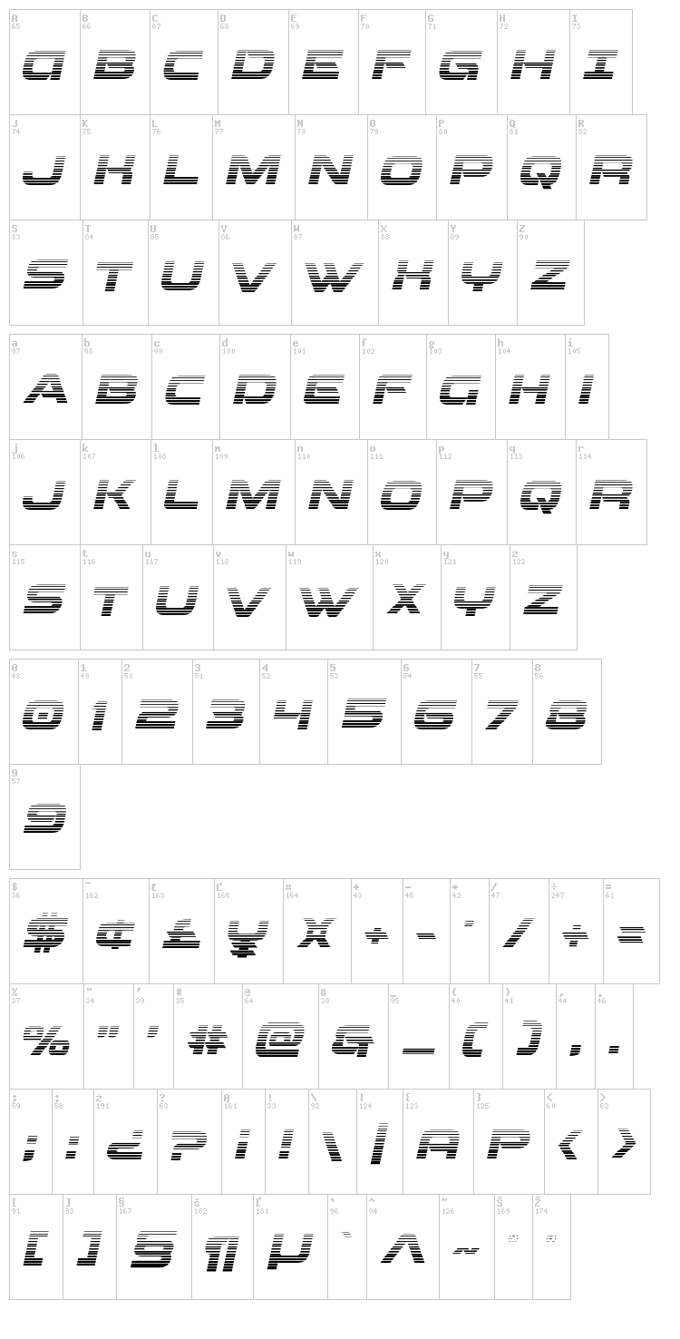 Beam Weapon font map