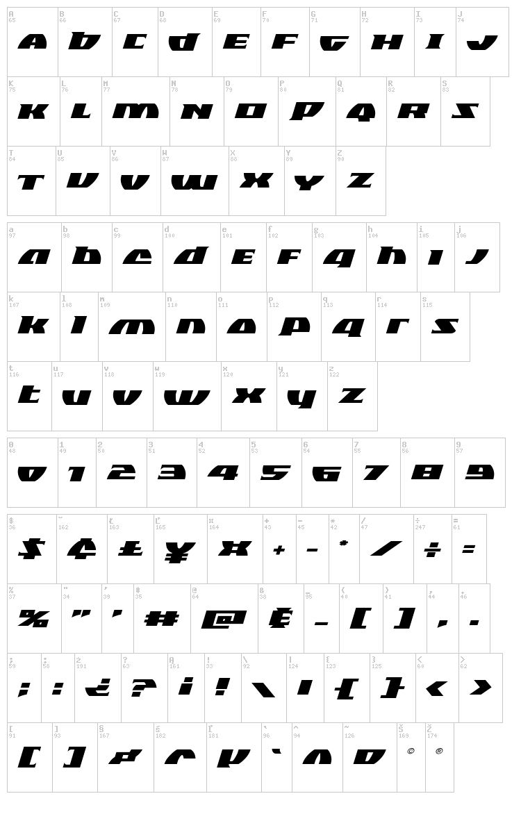 Black Bishop font map