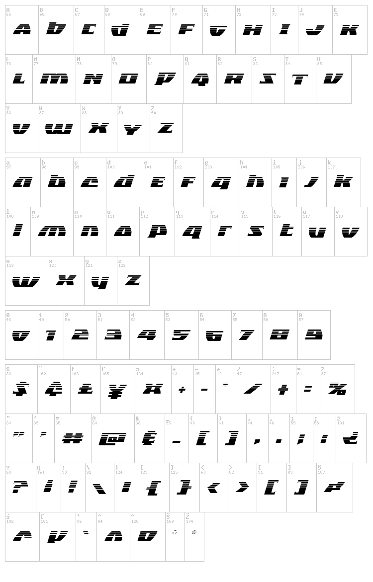 Black Bishop font map