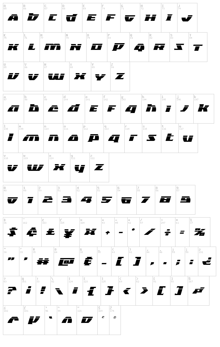 Black Bishop font map