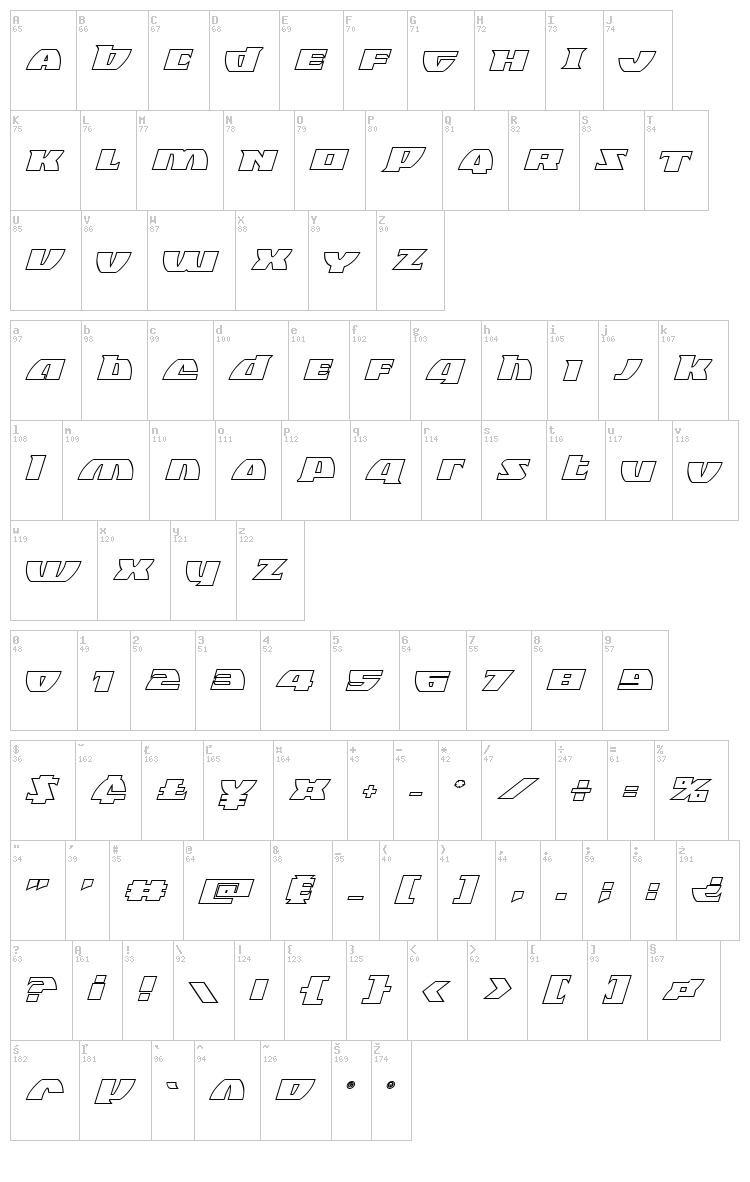 Black Bishop font map