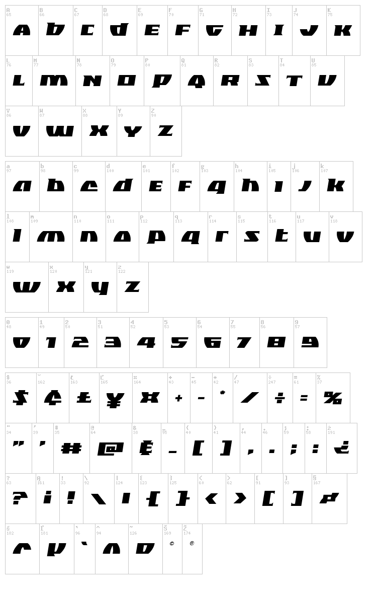 Black Bishop font map