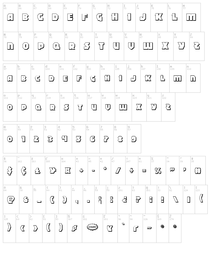 Blitzstrike font map