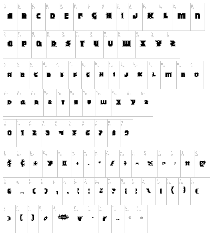 Blitzstrike font map