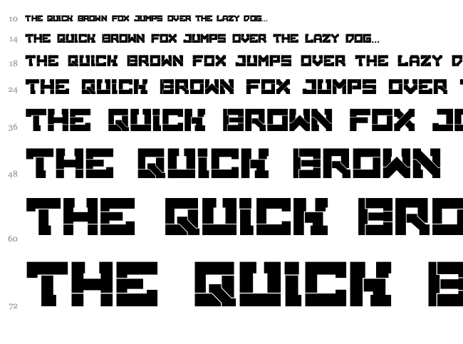 Broken Machine font waterfall