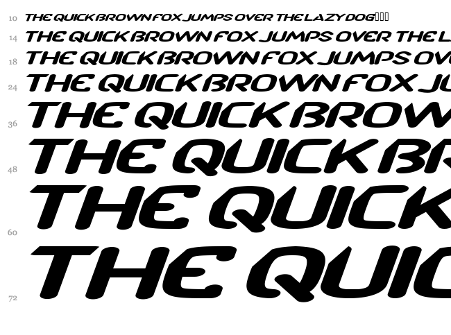 CF TechnoRama font waterfall