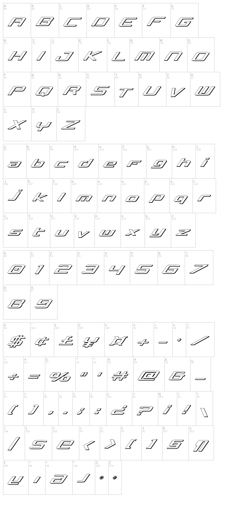 Concielian Break font map