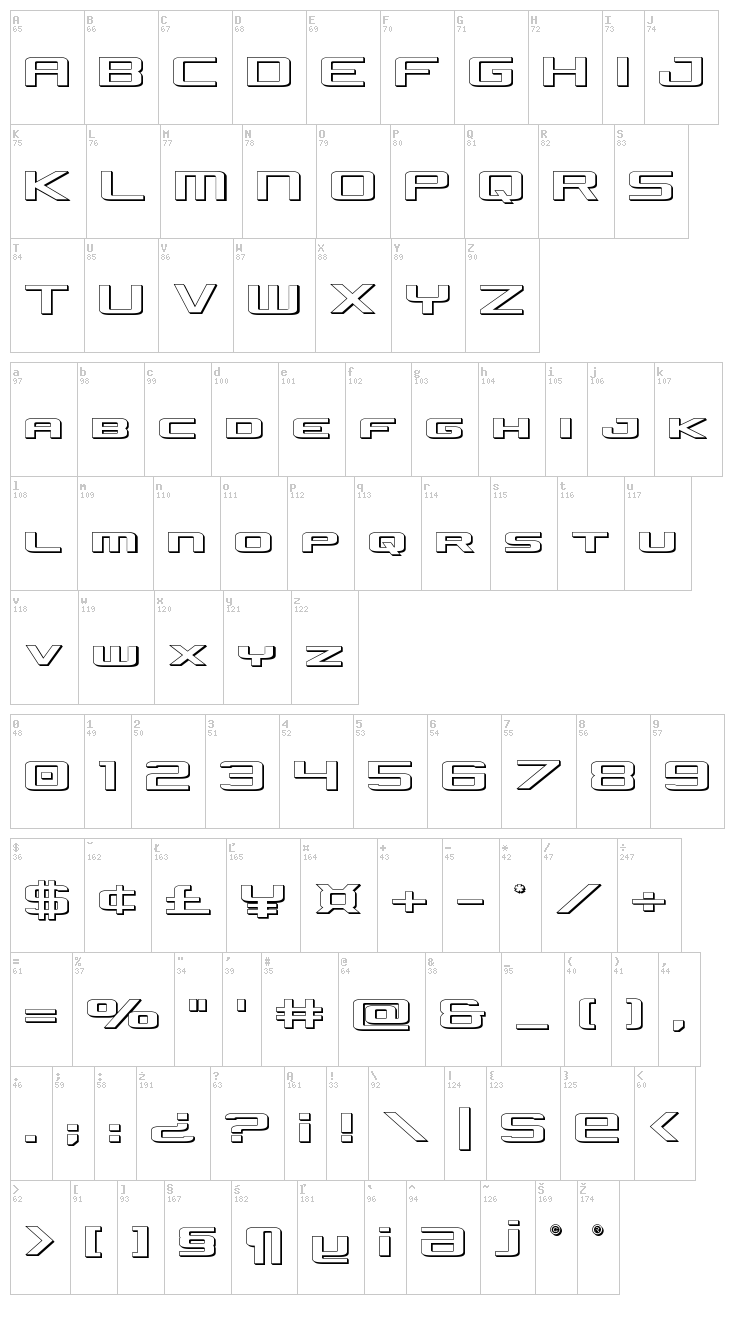 Concielian Jet font map