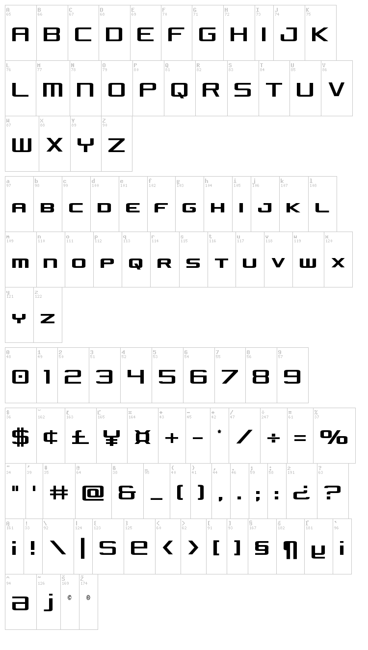 Concielian Jet font map