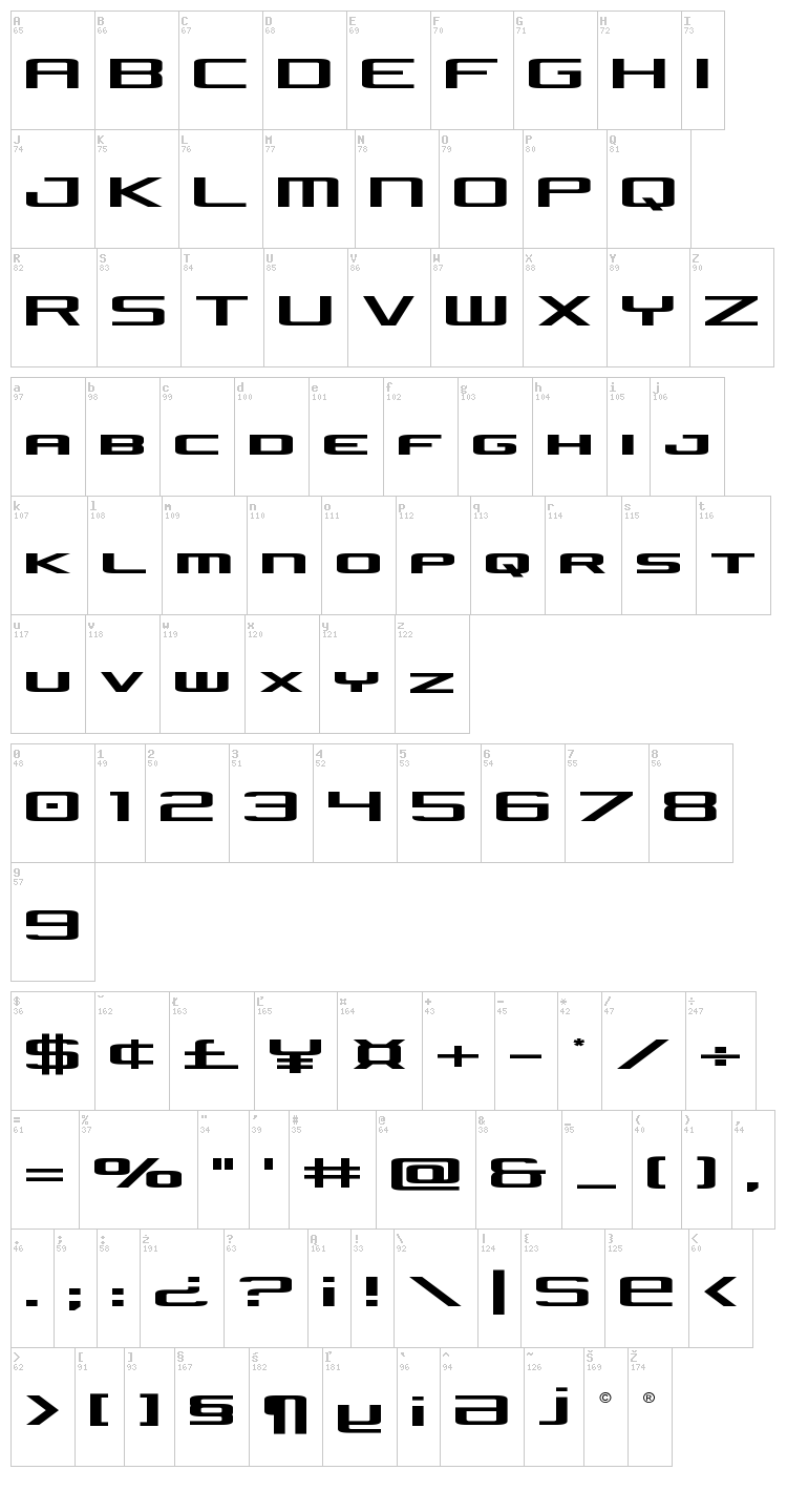 Concielian Jet font map