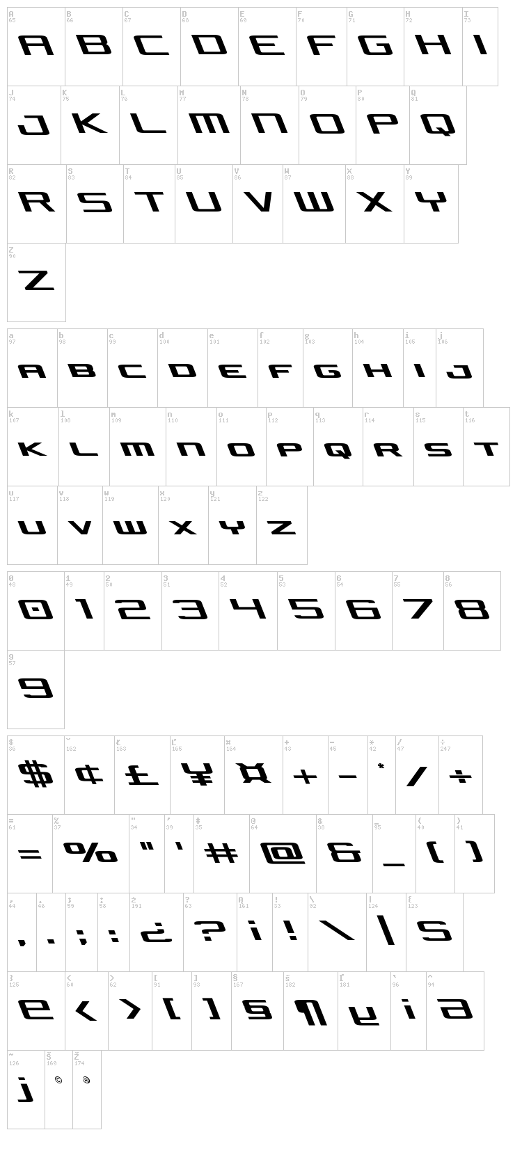 Concielian Jet font map