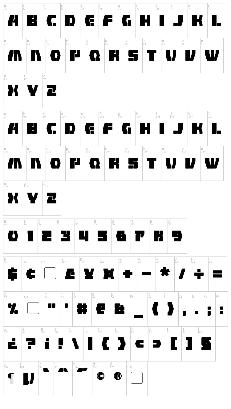 Counterfire font map
