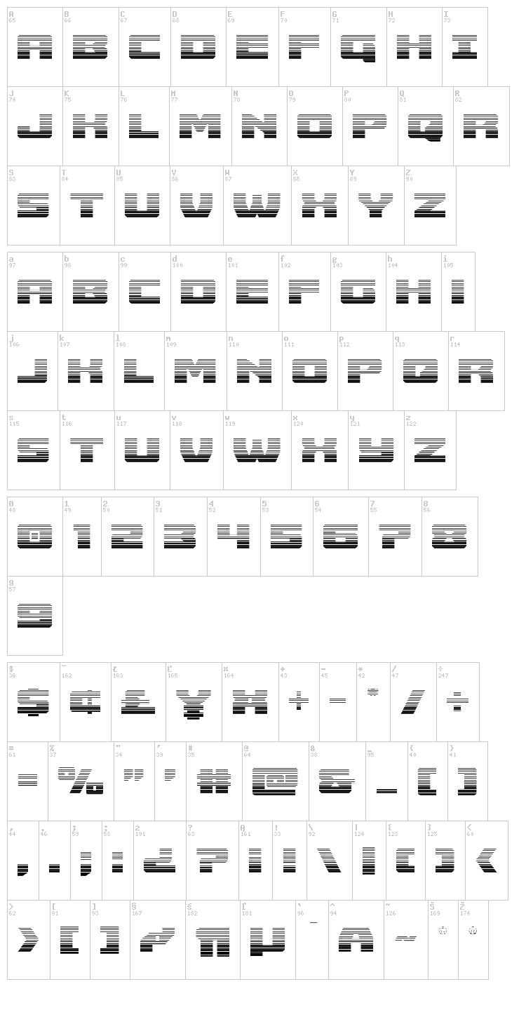 Cruiser Fortress font map