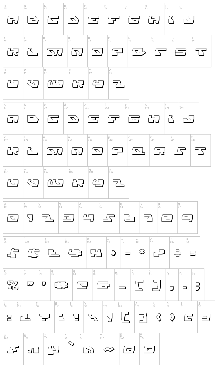 Daedalus font map