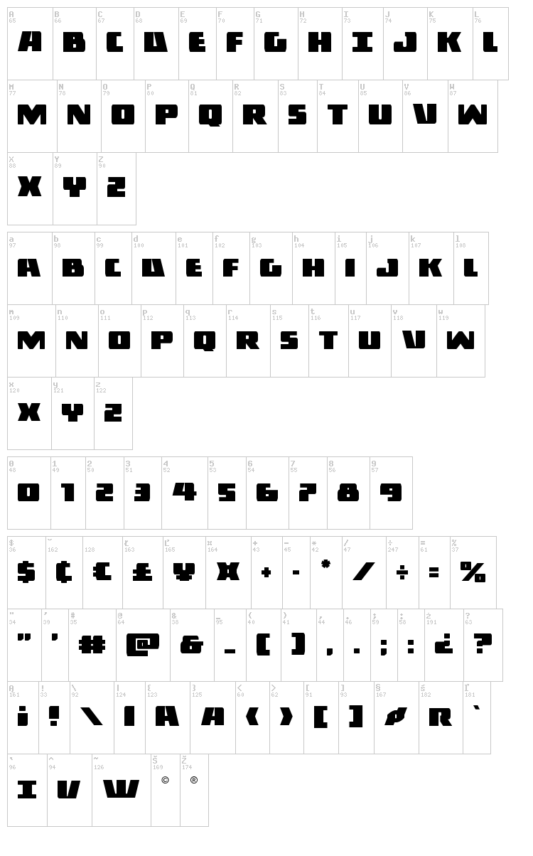 Dark Alliance font map