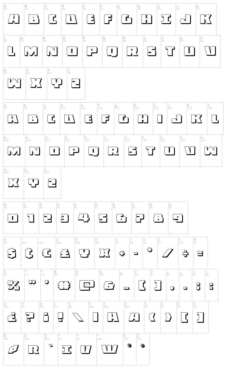 Dark Alliance font map