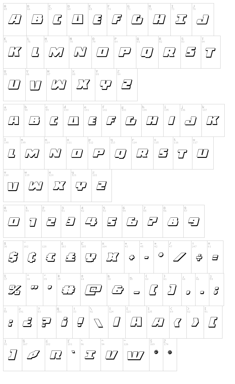 Dark Alliance font map