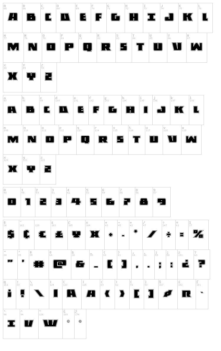 Dark Alliance font map