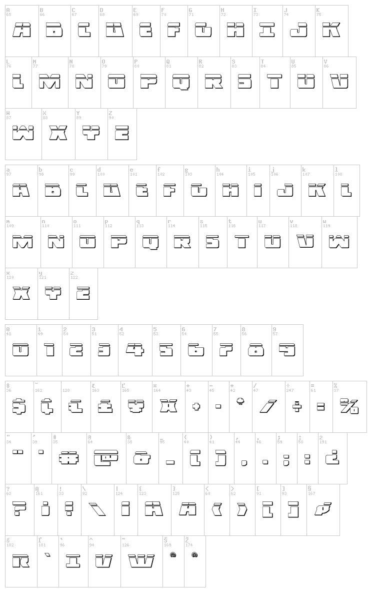 Dark Alliance font map
