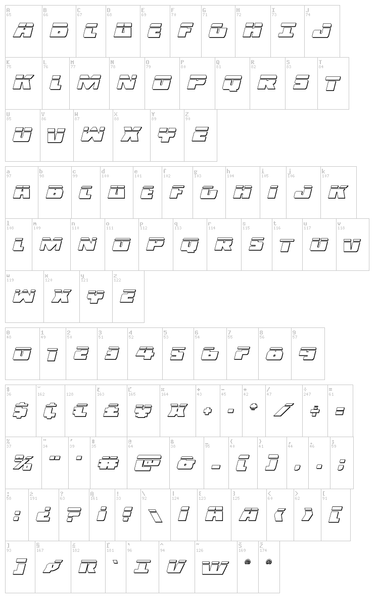 Dark Alliance font map