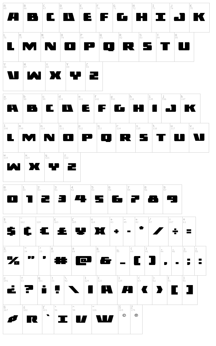 Dark Alliance font map