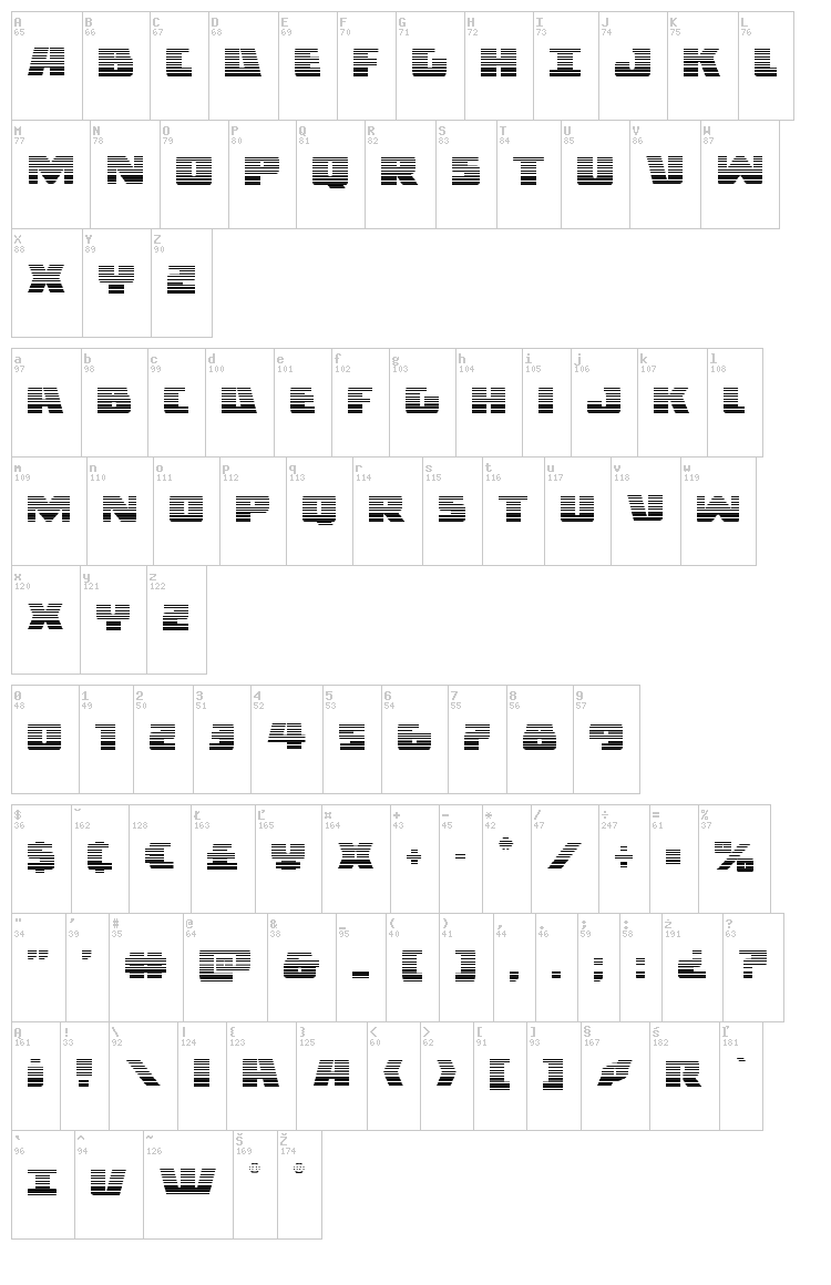 Dark Alliance font map