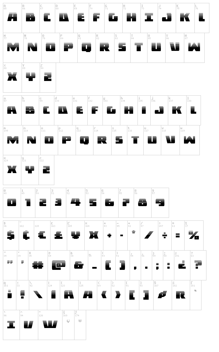 Dark Alliance font map