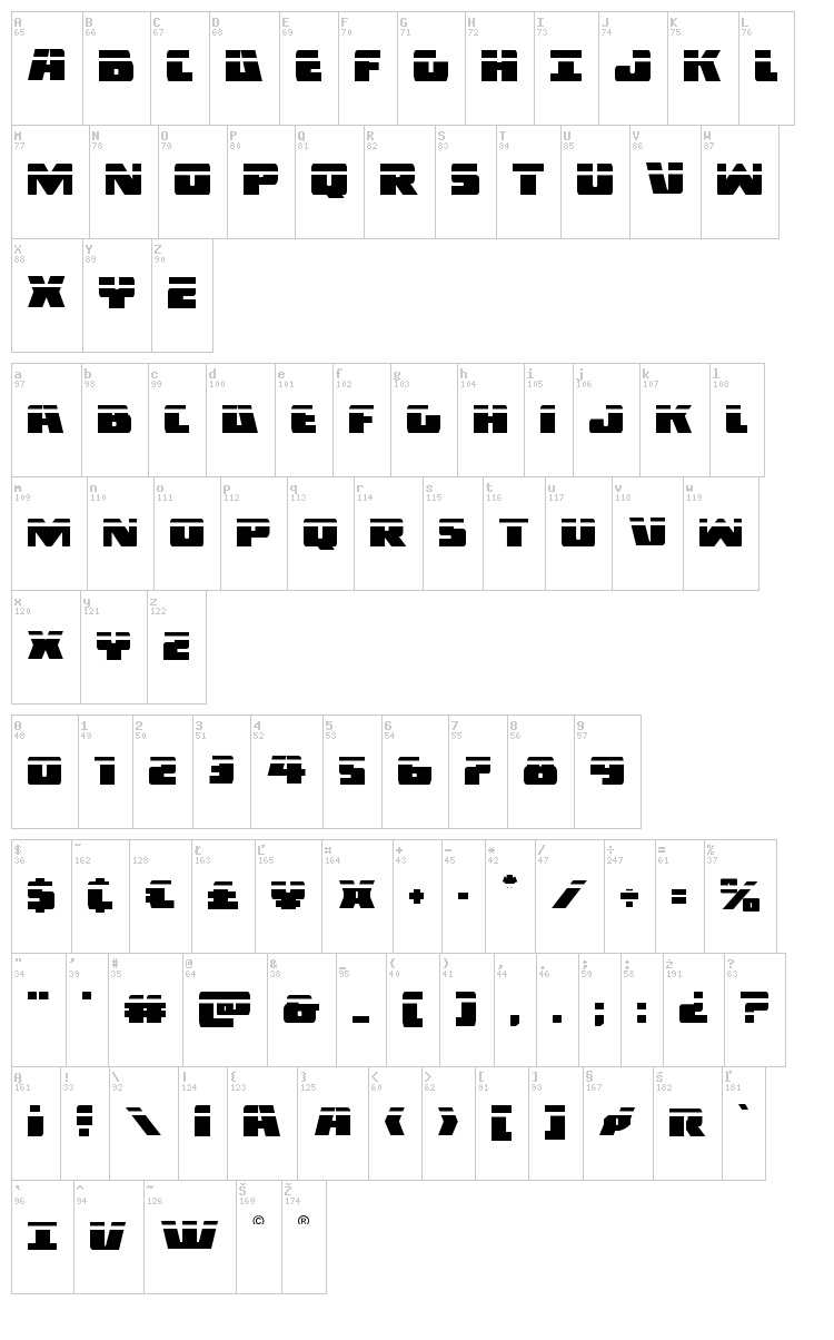 Dark Alliance font map