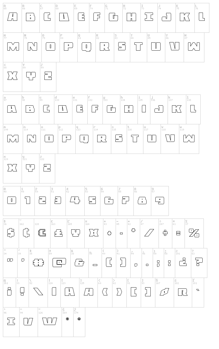 Dark Alliance font map