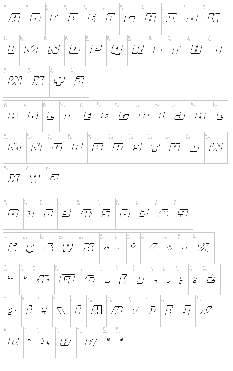 Dark Alliance font map