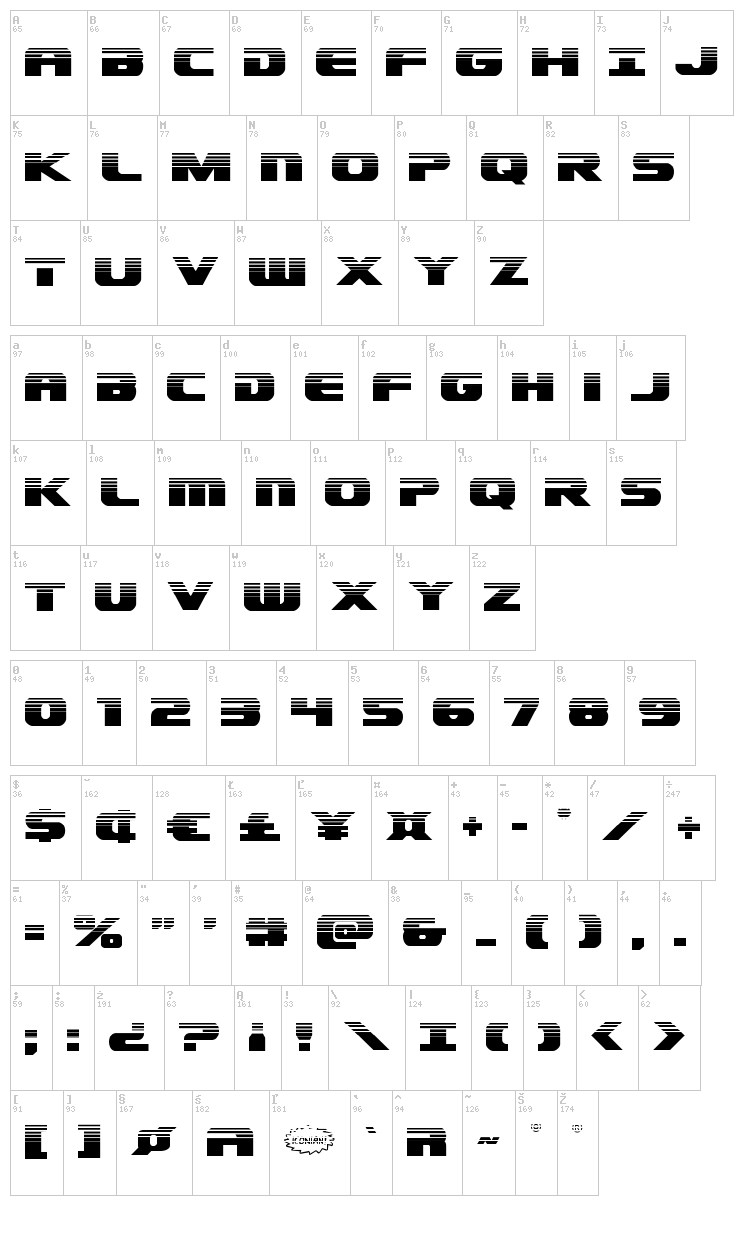 Dekaranger font map